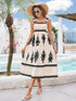 'Valora' Printed Wide Strap Midi Dress - Celes Fashion